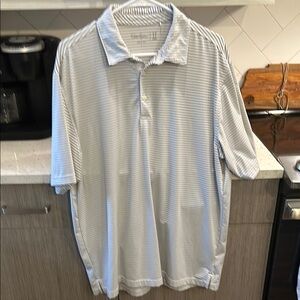 Men's Gray Striped Polo Shirt